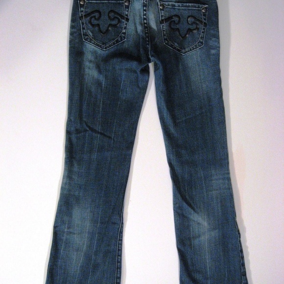 Jeans Rerock Distressed Boot Cut 27x30 Sz 2 Short - Picture 3 of 7